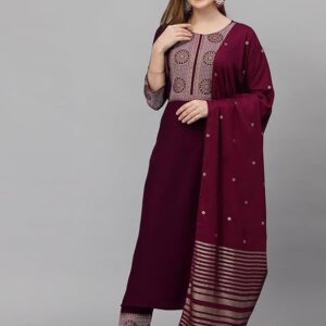 KLOSIA Women Embroidered Kurta and Pant Set with Dupatta